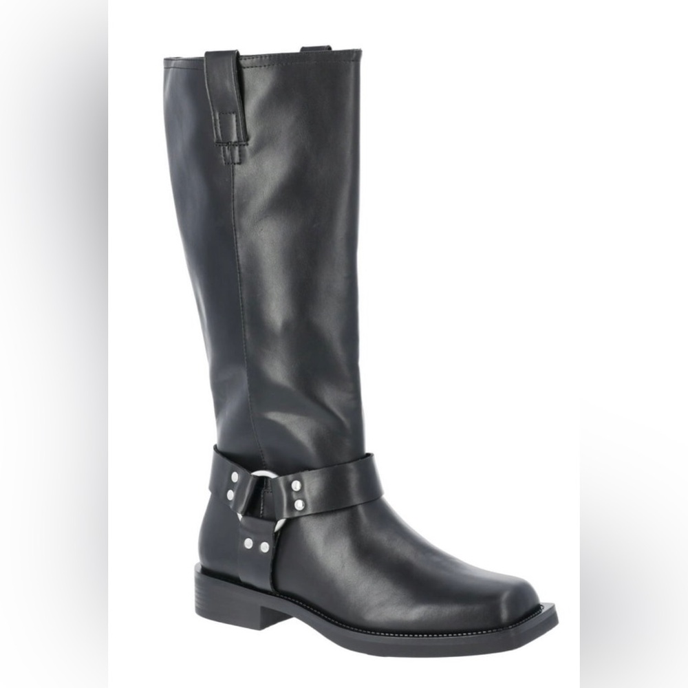 Black Tall Moto Harness motorcycle style biker riding Boots size 10 brand new